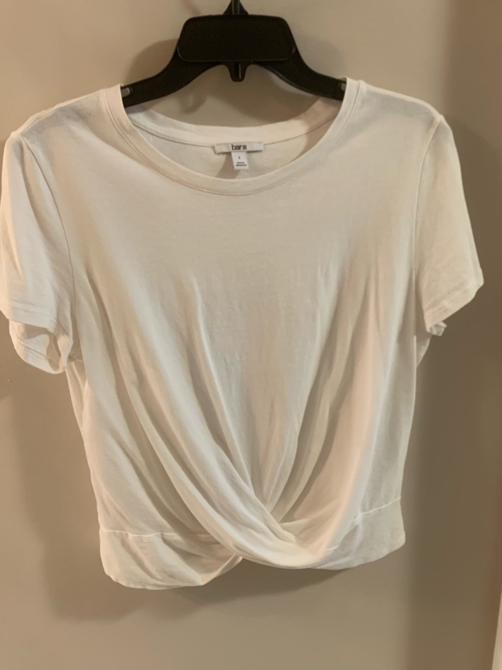 Bar III White Twist-Hem Short Sleeve Tee large